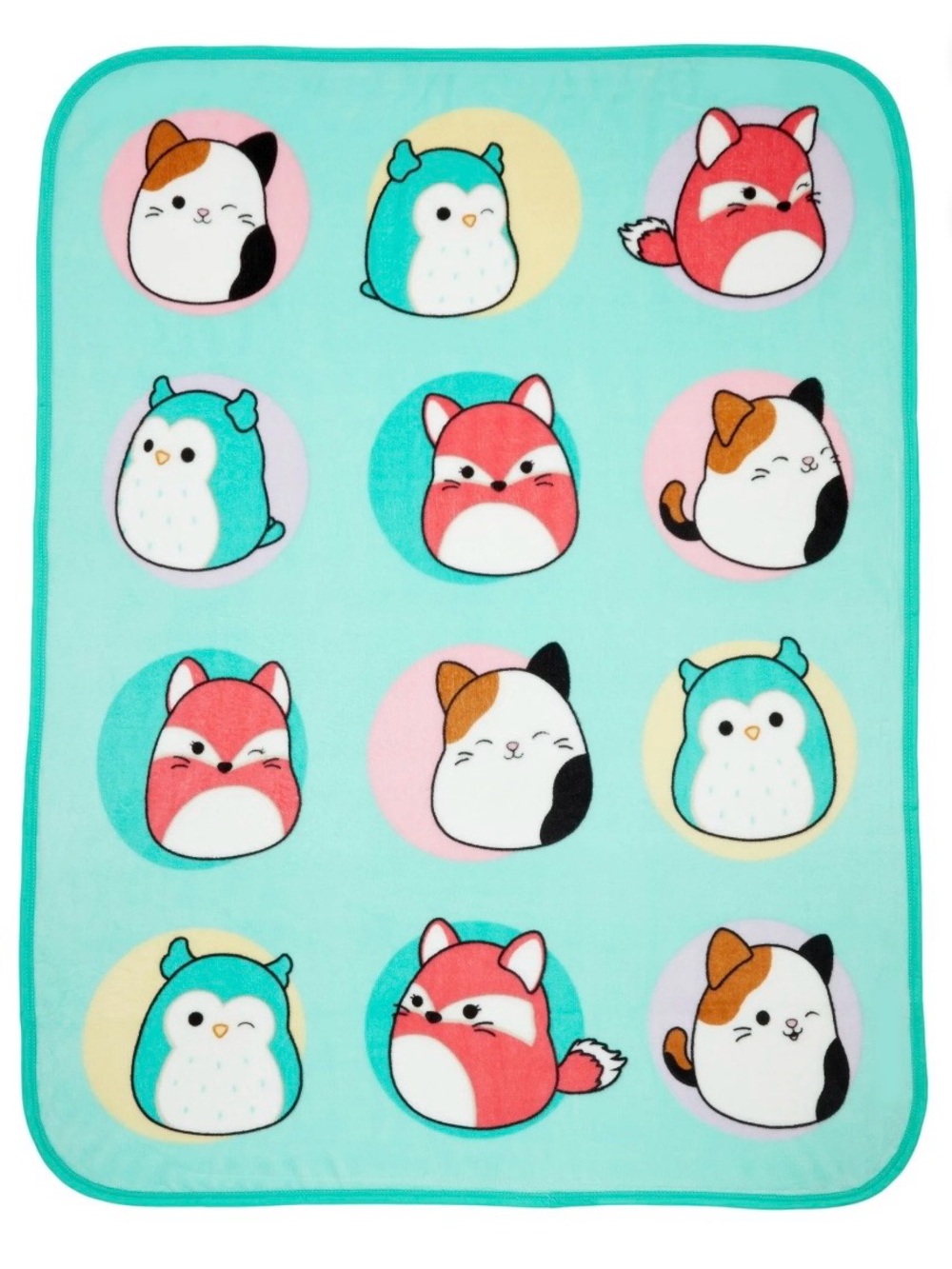Squishmallows Cute Fox, Owl & Cat Plush Blanket 46” x 60” NWT
